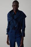 ALICE SHIRT WITH TRIANGLE SCARF | MARINE TAFFETA