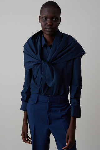 ALICE SHIRT WITH TRIANGLE SCARF | MARINE TAFFETA