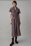 JOCELYN DRESS | CHOCOLATE PUCKERED MINI PLAID