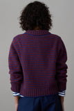 MOLLY SWEATER | BLUE AND AUBURN STRIPE