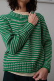 MOLLY SWEATER | GREEN AND GREY STRIPE