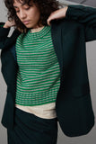 MOLLY SWEATER | GREEN AND GREY STRIPE