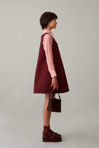 JEANINE DRESS | BURGUNDY DOUBLE FACE COTTON