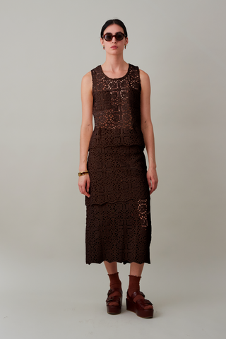 LIZ TANK | CHOCOLATE COTTON LACE